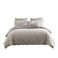 10 Piece King Polyester Comforter Set With Jacquard Print Gray