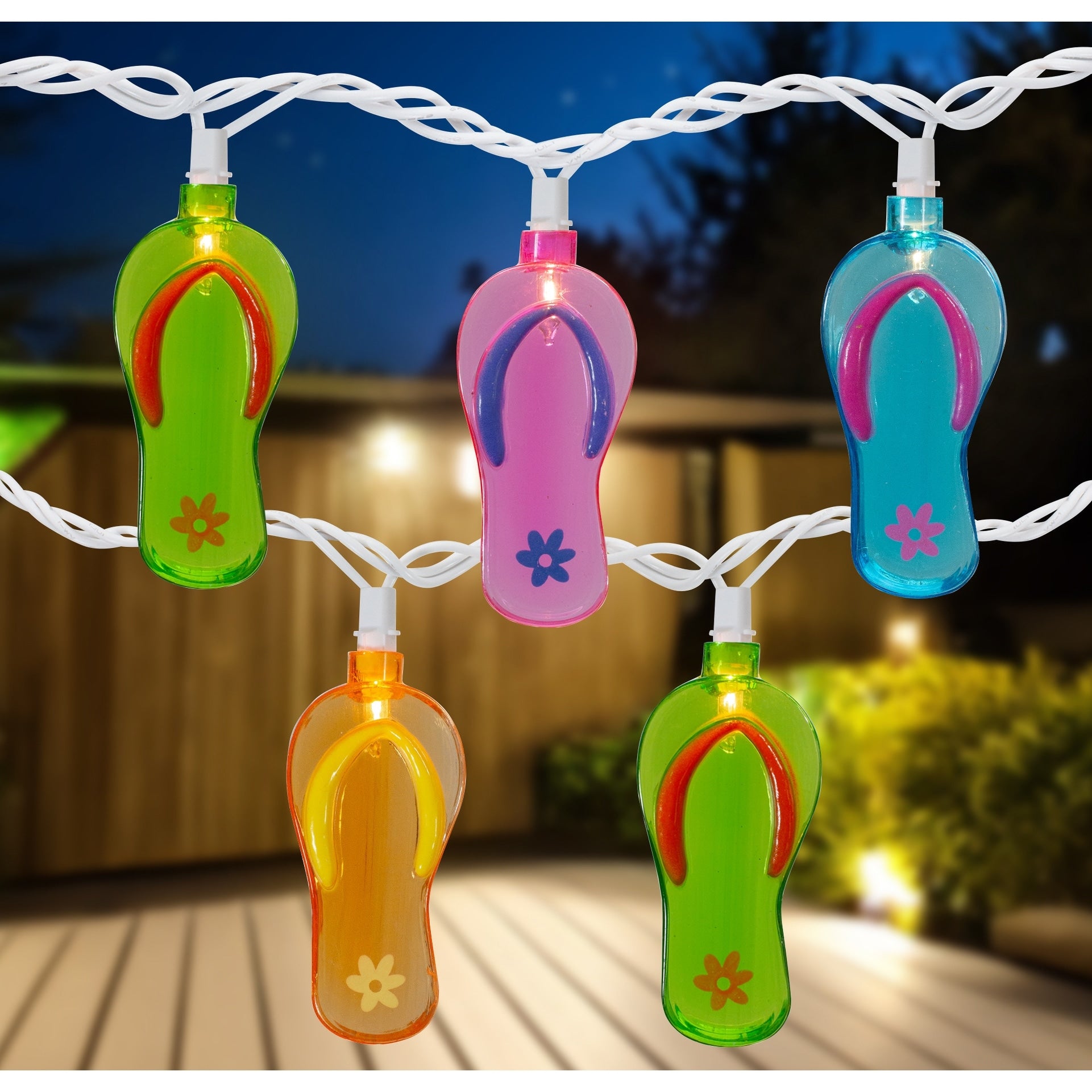 10 Count Summer Flip Flop Novelty String Lights 7.25Ft White Wire N A
