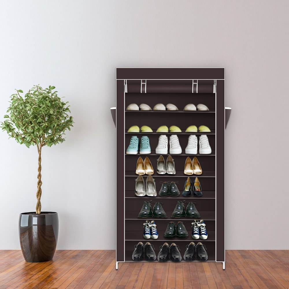 10 Tiers Storage Closet Organizer Shoe Rack W Cover 3 Colors