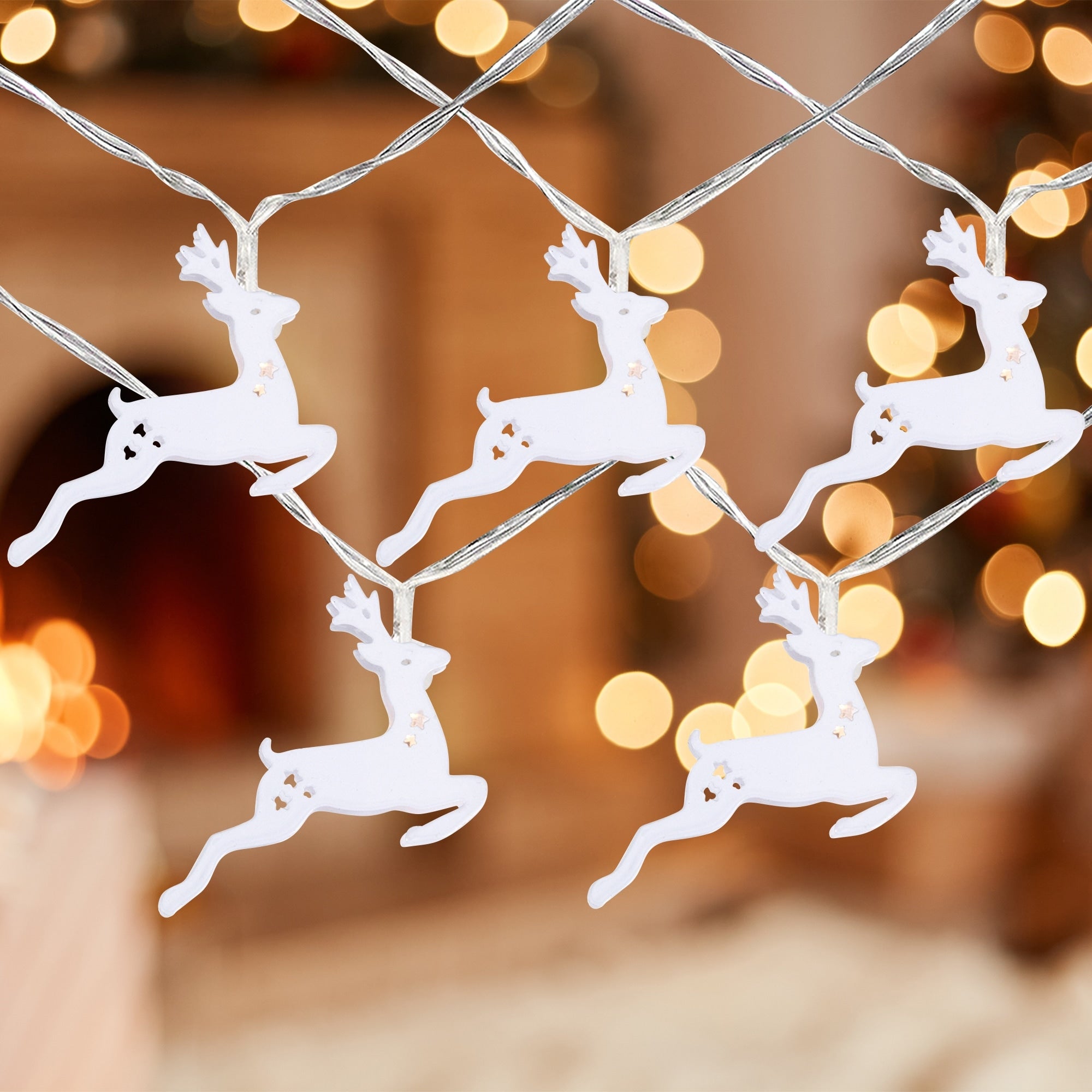 10 B O Led Warm White Reindeer Christmas Lights 3 Clear Wire.
