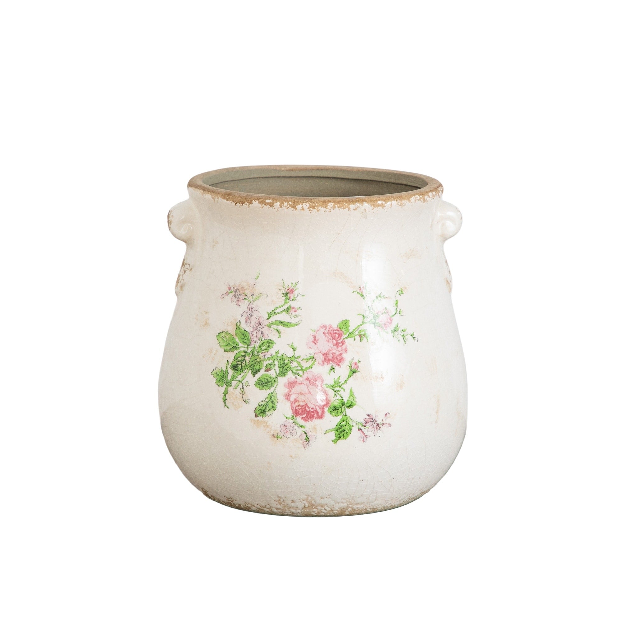 10 In Floral Print Tuscan Ceramic Scroll Planter