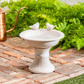 10 In. Ceramic Debossed Birdbath