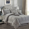 10 Piece Solid Plaid Comforter Set