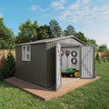 10 X 8 Ft Large Gray Metal Outdoor Storage Shed With Lockable Door Air Vent And Clear Window For Garden Tools And Bicycles