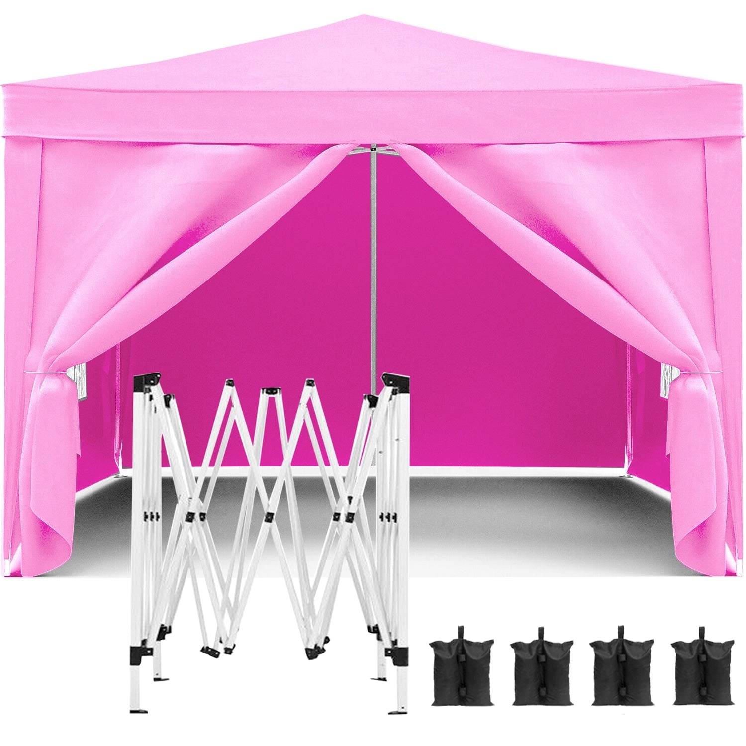 10 X10 Folding Canopy With 4 Sidewalls Outdoor Event Shelter Gazebo Portable Tents For Parties Canopy Weight Bag Carry Bag