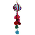 10.25 Blue Felt Ball Ornament With Pompoms Bohemian Christmas Ornament