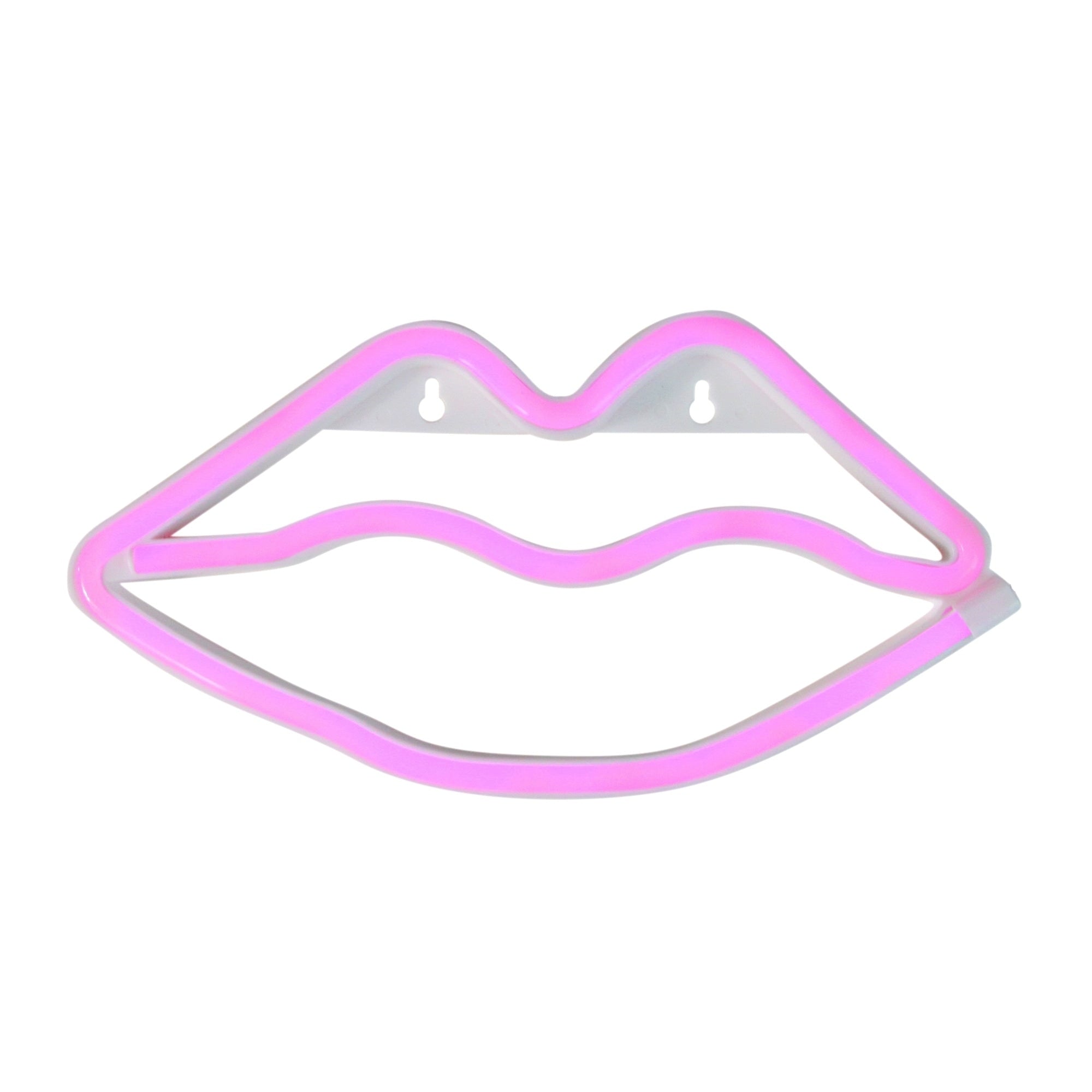 10.5 Battery Operated Neon Style Led Pink Valentines Day Lips Wall Sign