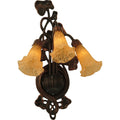 10.5 W Amber Pond Lily 3 Lt Wall Sconce