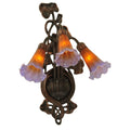 10.5 W Amber Purple Pond Lily 3 Lt Wall Sconce
