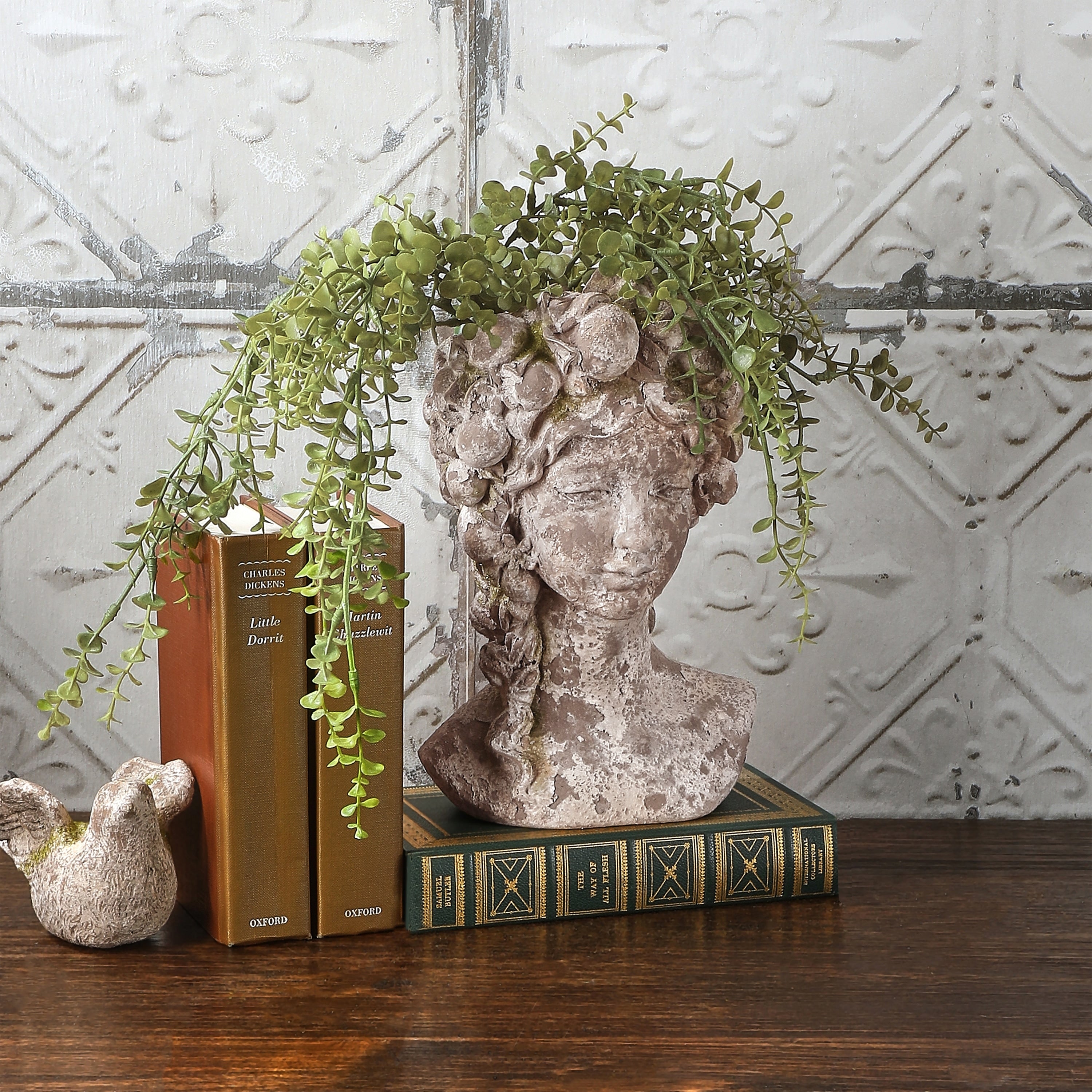 10.5 Resin Mossed Lady Bust Planter