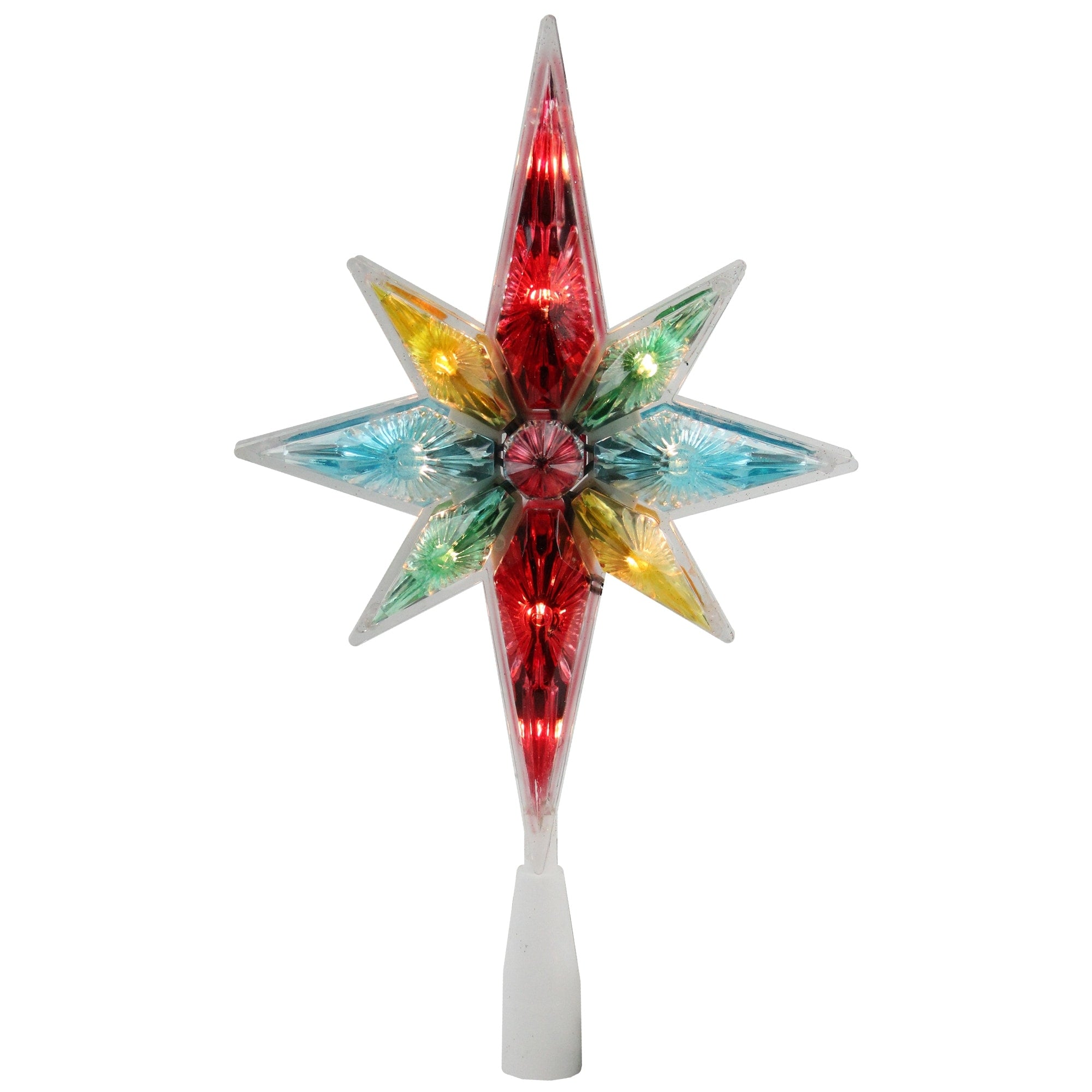 10.75 Multi Color Faceted Star Of Bethlehem Christmas Tree Topper Clear Lights