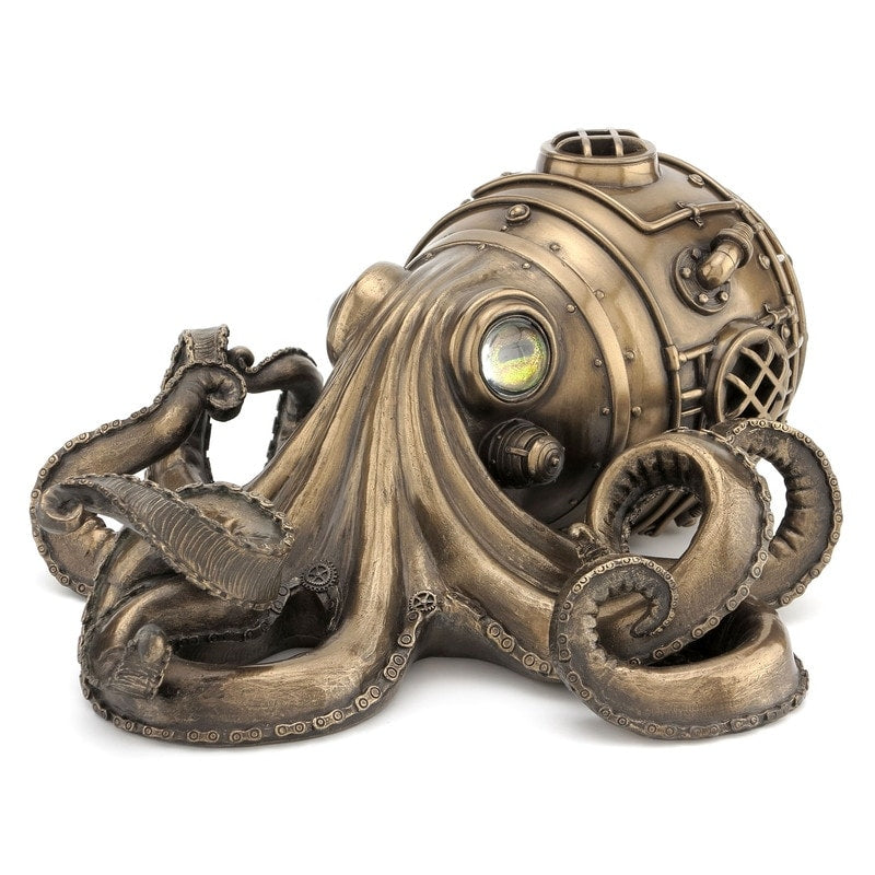 10.83 In L Steampunk Octopus Trinket Box Poly Resin