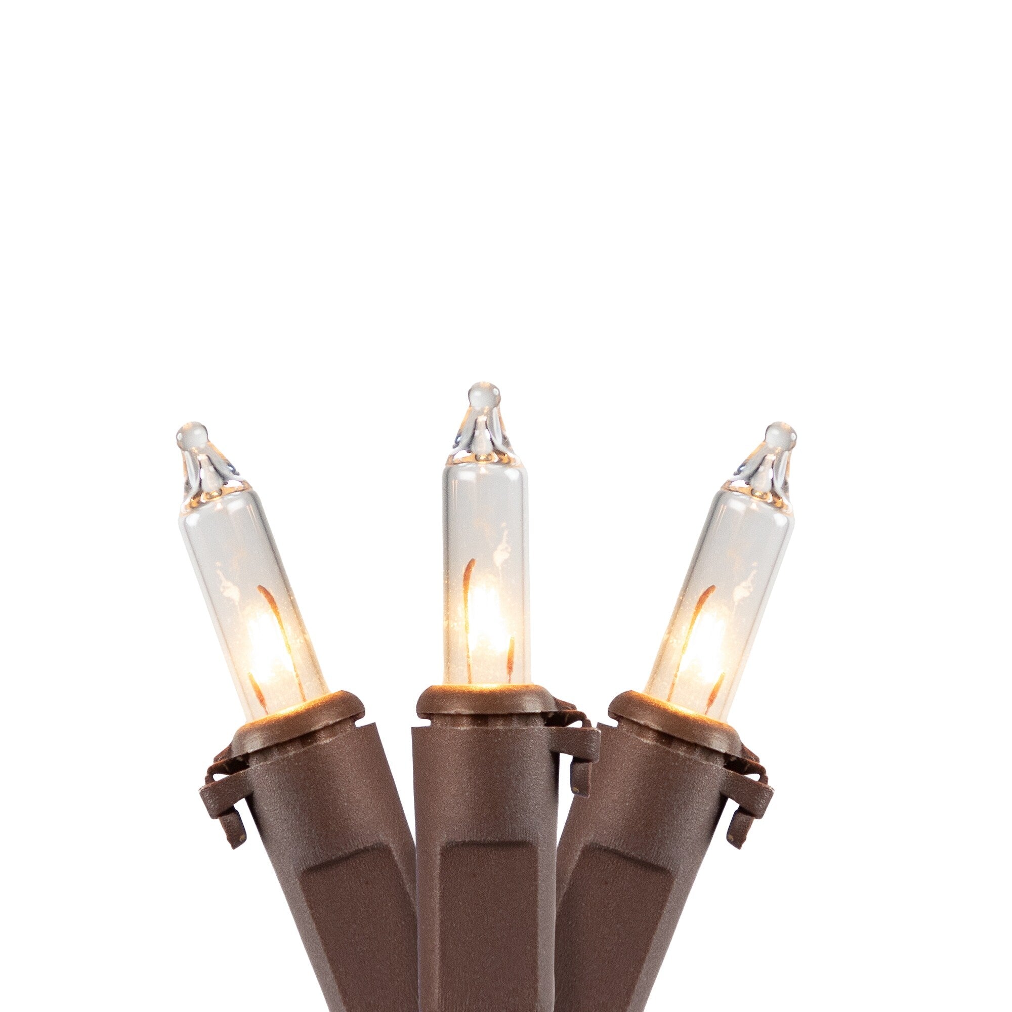 Set Of 100 Clear Mini Christmas Lights 2.5 Spacing Brown Wire