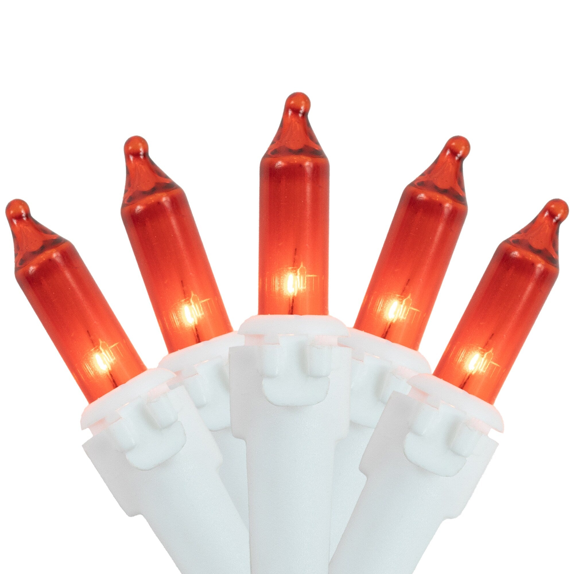 Set Of 100 Orange Mini Christmas Lights 2.5 Spacing White Wire