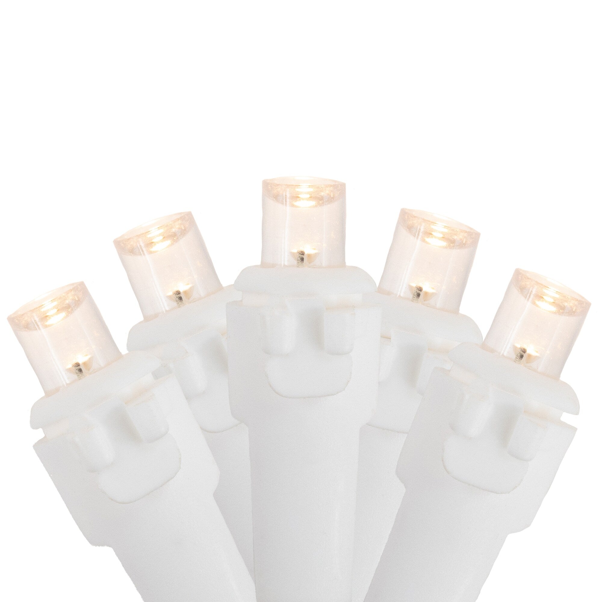 Set Of 100 Warm White Led Wide Angle Christmas Lights White Wire