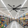 100 Inch Industrial Ceiling Fan With Remote 8 Aluminum Blades Dc Motor 6 Speeds Reversible Airflow Matte Black