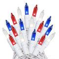 100 Light Christmas Mini Light Set White Wire 50 Long