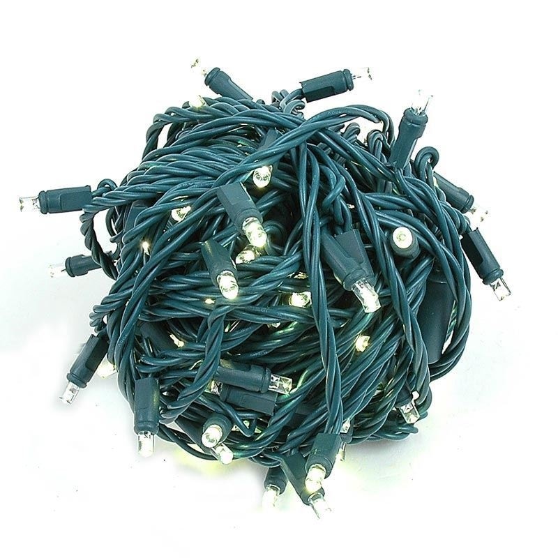 100 Light Led Coaxial Christmas Mini Light Set Warm White Green Wire 34