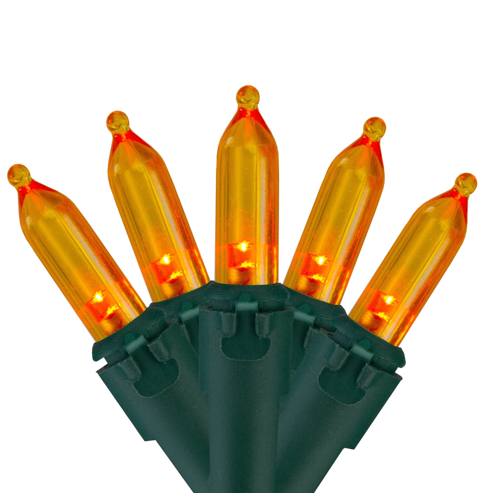 Set Of 100 Orange Led Mini Christmas Lights 4 Spacing Green Wire