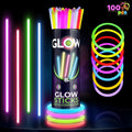 100 Pcs 8 Glow Sticks Bulk Party Supplies Multicolor
