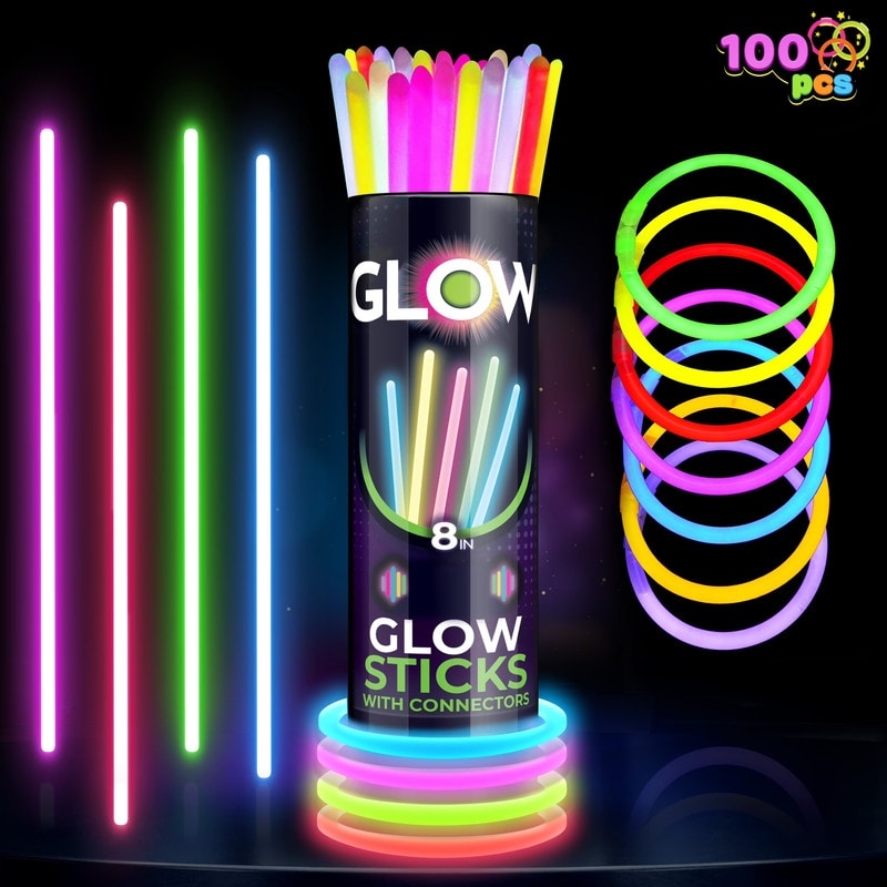 100 Pcs 8 Glow Sticks Bulk Party Supplies Multicolor