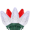 Set Of 100 Red And Pure White Faceted Led C9 Christmas Lights Green Wire