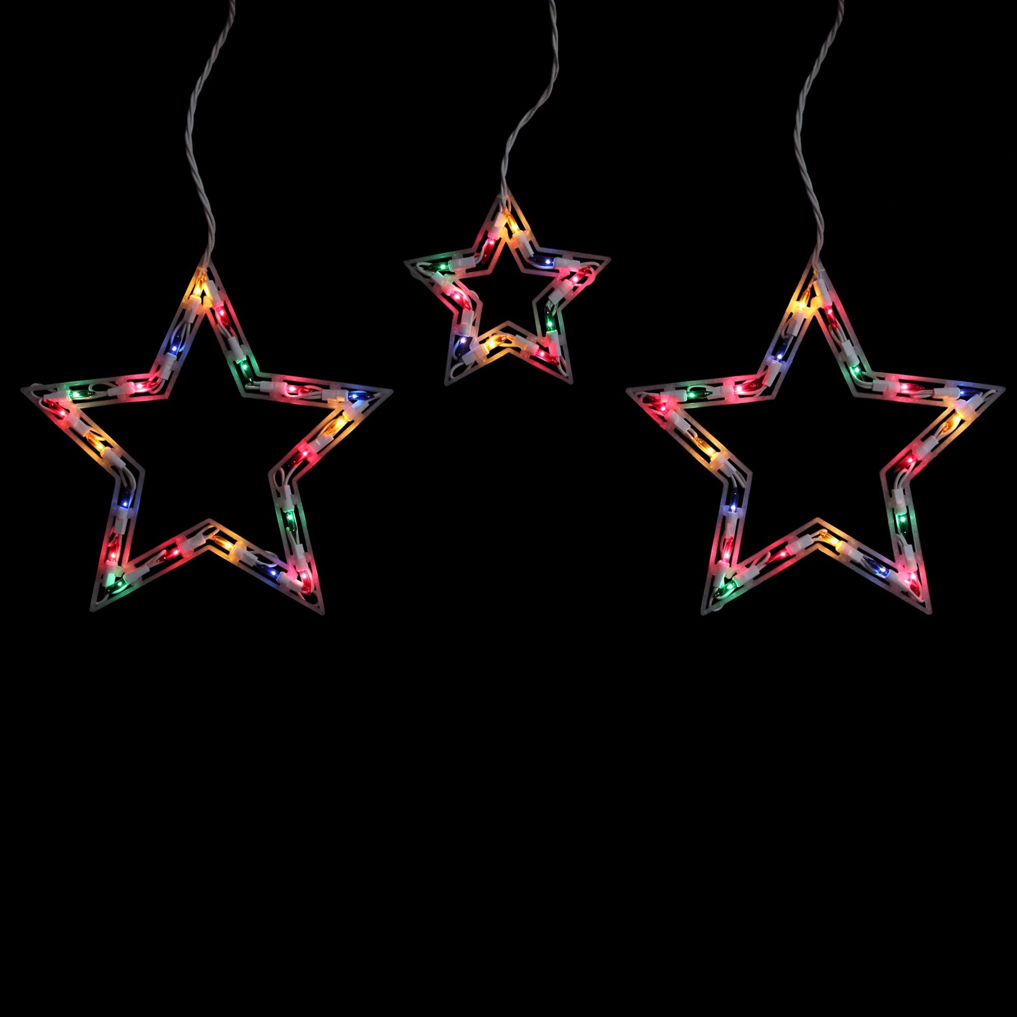 100 Count Multi Color Star Shaped Mini Icicle Christmas Lights 7Ft White Wire
