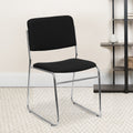 Hercules Series 1000 Pound Capacity Black Fabric High Density Stacking Chair With Chrome Sled Base