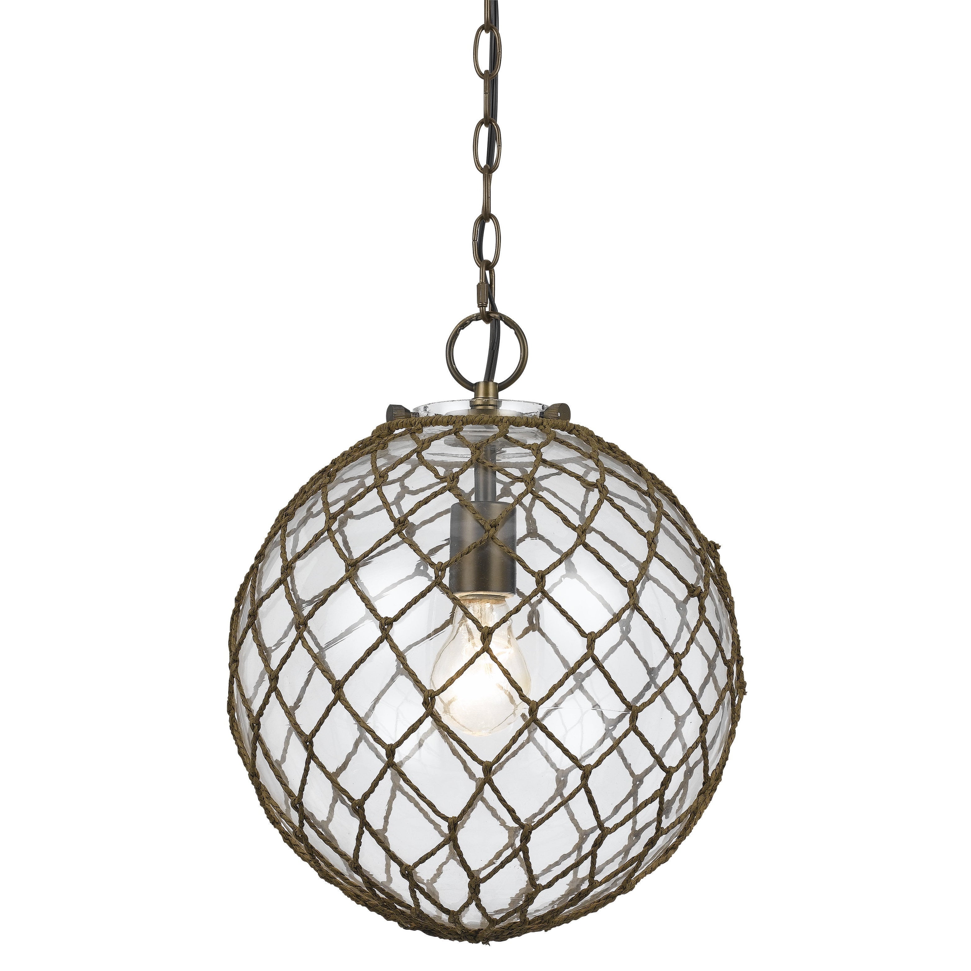 E26 Roped 100 Watt 1 Light Pendant Light Fixture With Glass Shade