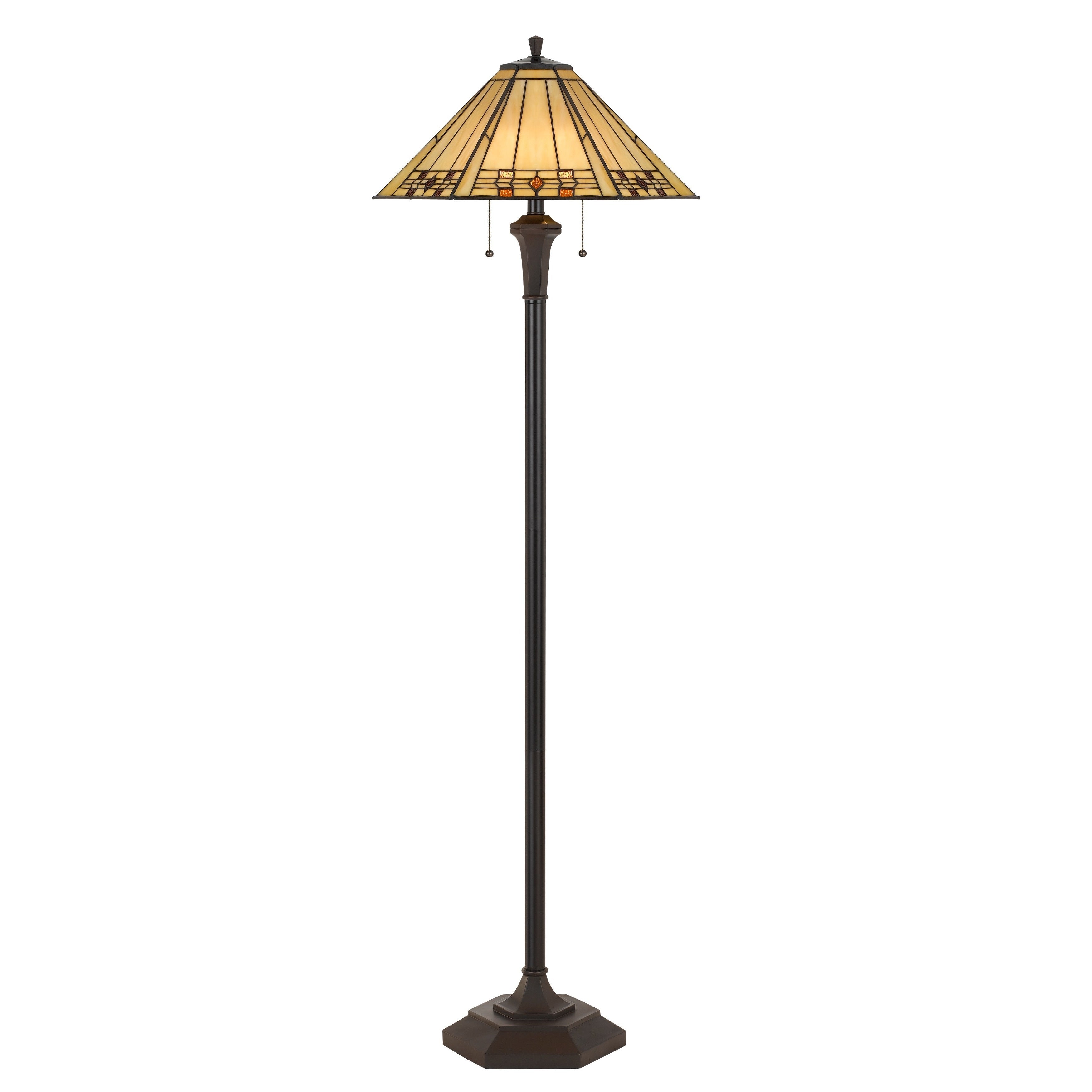 Black And Yellow Glass 2 Light 100 Watt Tiffany Style Floor Lamp