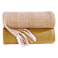 100 Cotton All Season Throw Blankets Herringbone 50X 60 Set Of 2