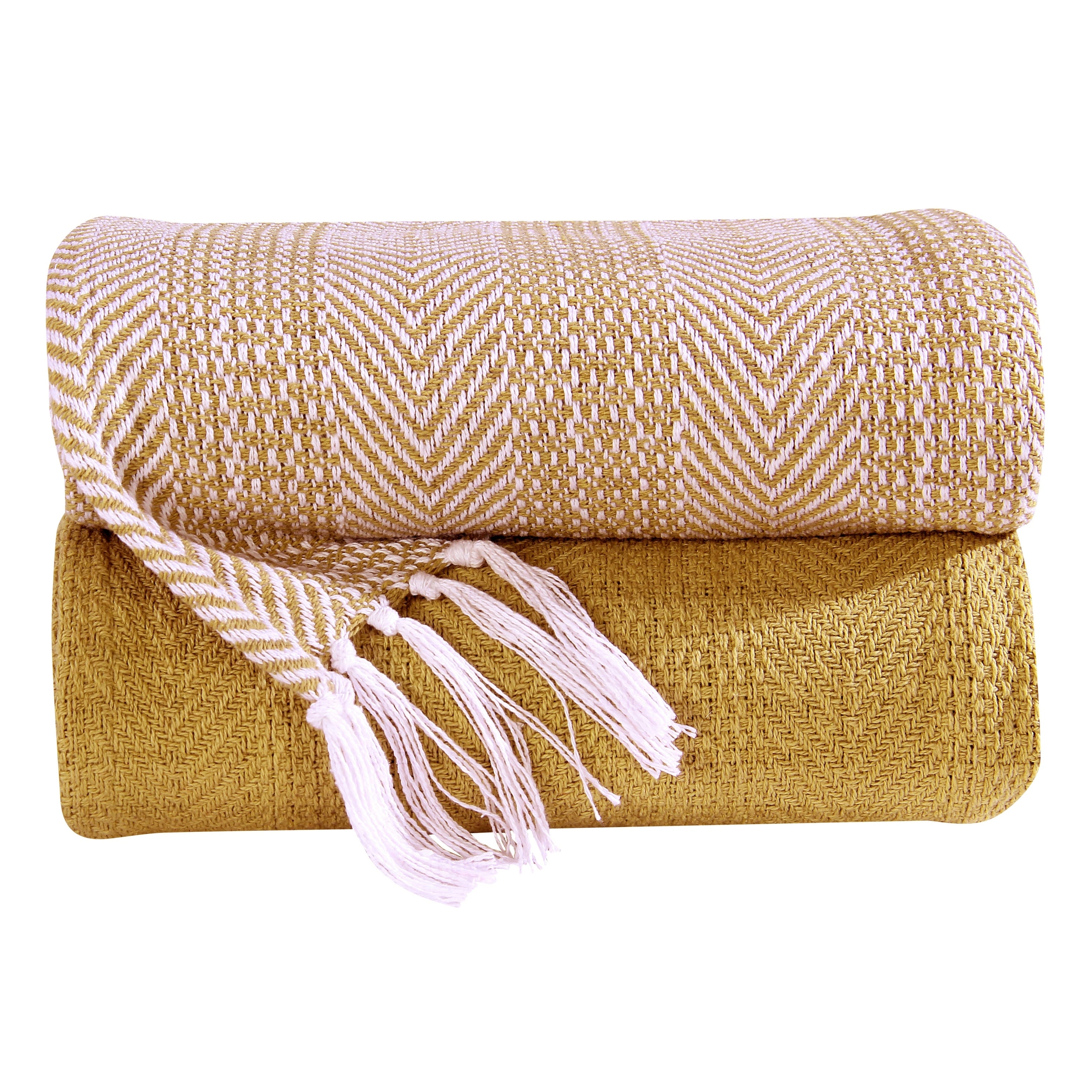 100 Cotton All Season Throw Blankets Herringbone 50X 60 Set Of 2