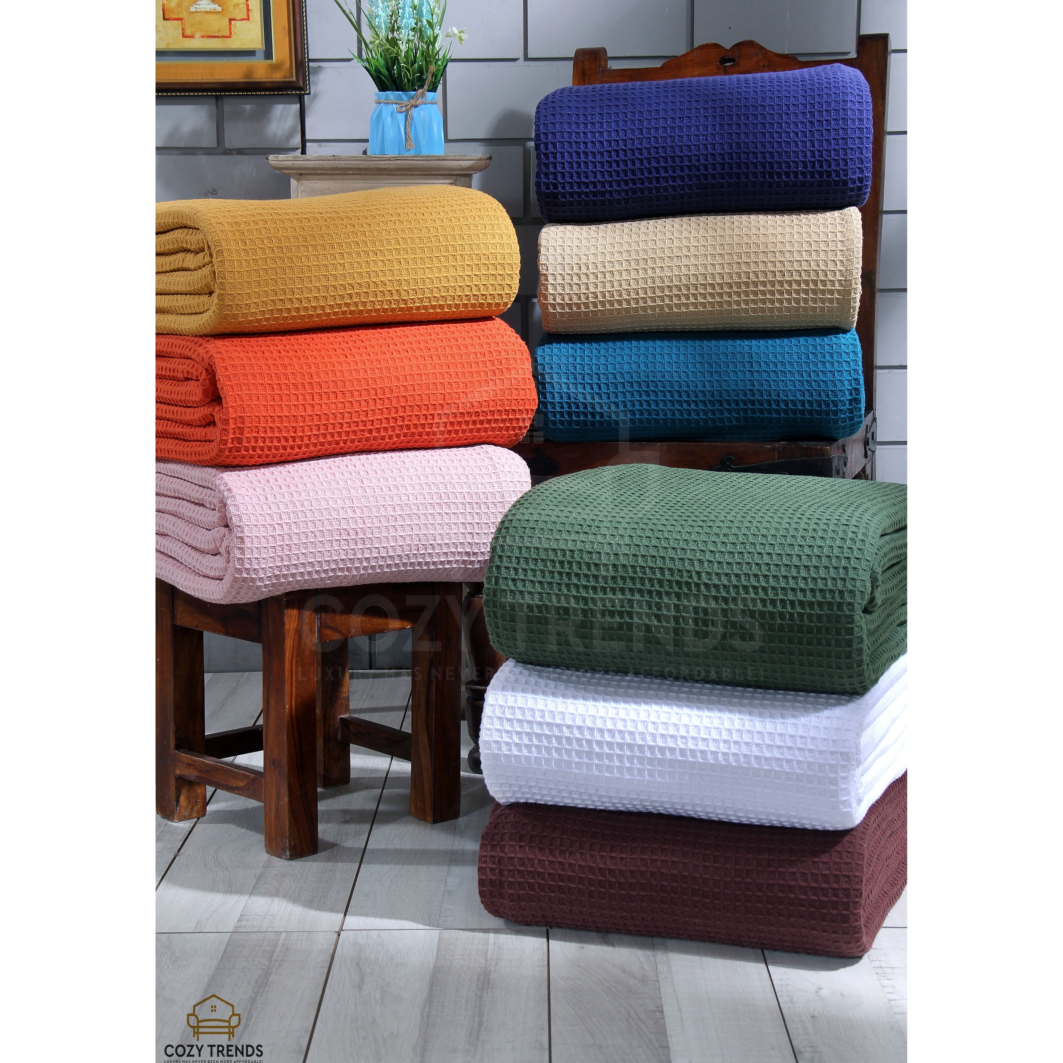 100 Soft Cozy Combed Cotton Thermal Blankets All Season Light Weight