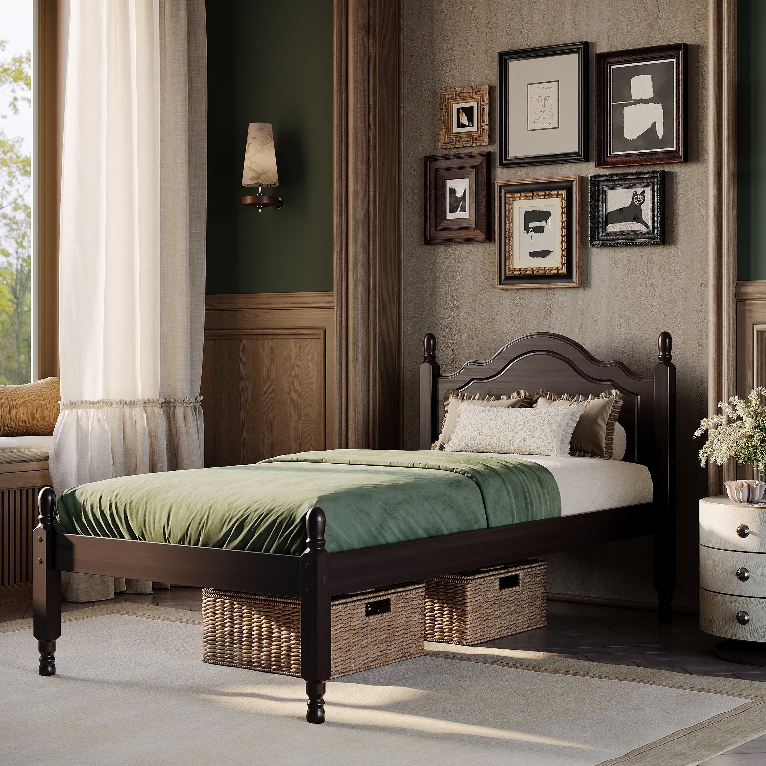 Reston Panel Headboard Platform Solid Wood Twin Bed By Palace Imports