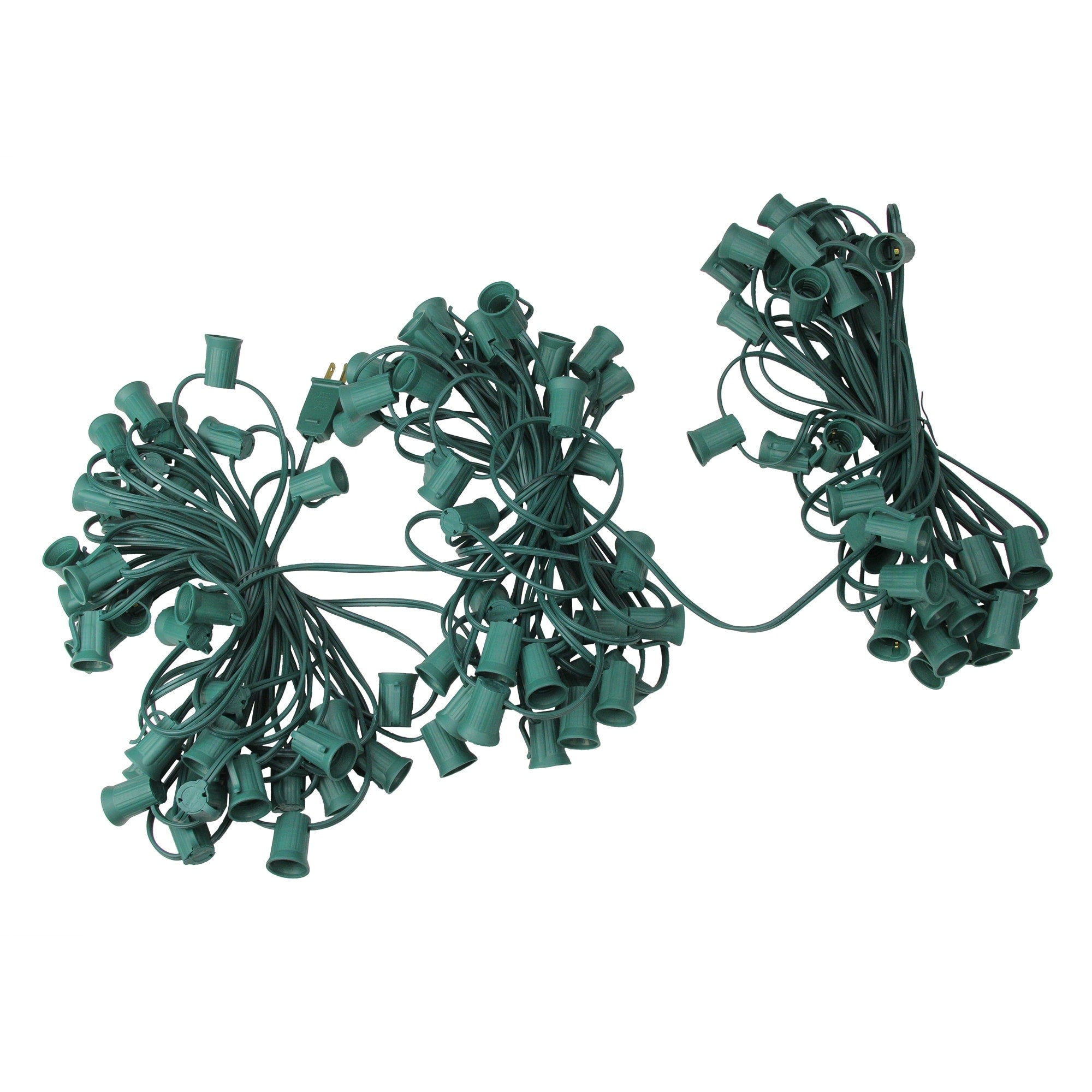 100 Commercial C9 Christmas Light Socket Set 12 Spacing 18 Gauge Green Wire