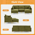100 W Gold Leg Square Arm Sofa With 2 Ottomans