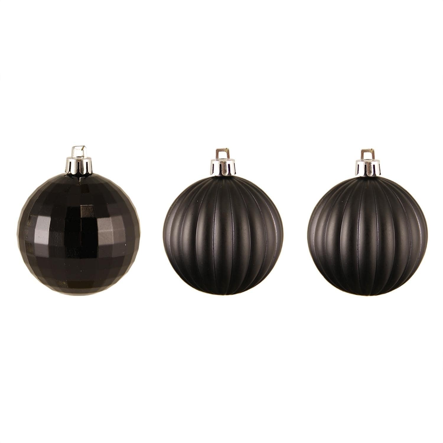 100Ct Jet Black 3 Finish Shatterproof Christmas Ball Ornaments 2.5 60Mm