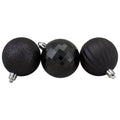 100Ct Jet Black 3 Finish Shatterproof Christmas Ball Ornaments 2.5 60Mm