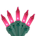 100 Pink Mini Christmas Lights 2.5 Spacing Green Wire