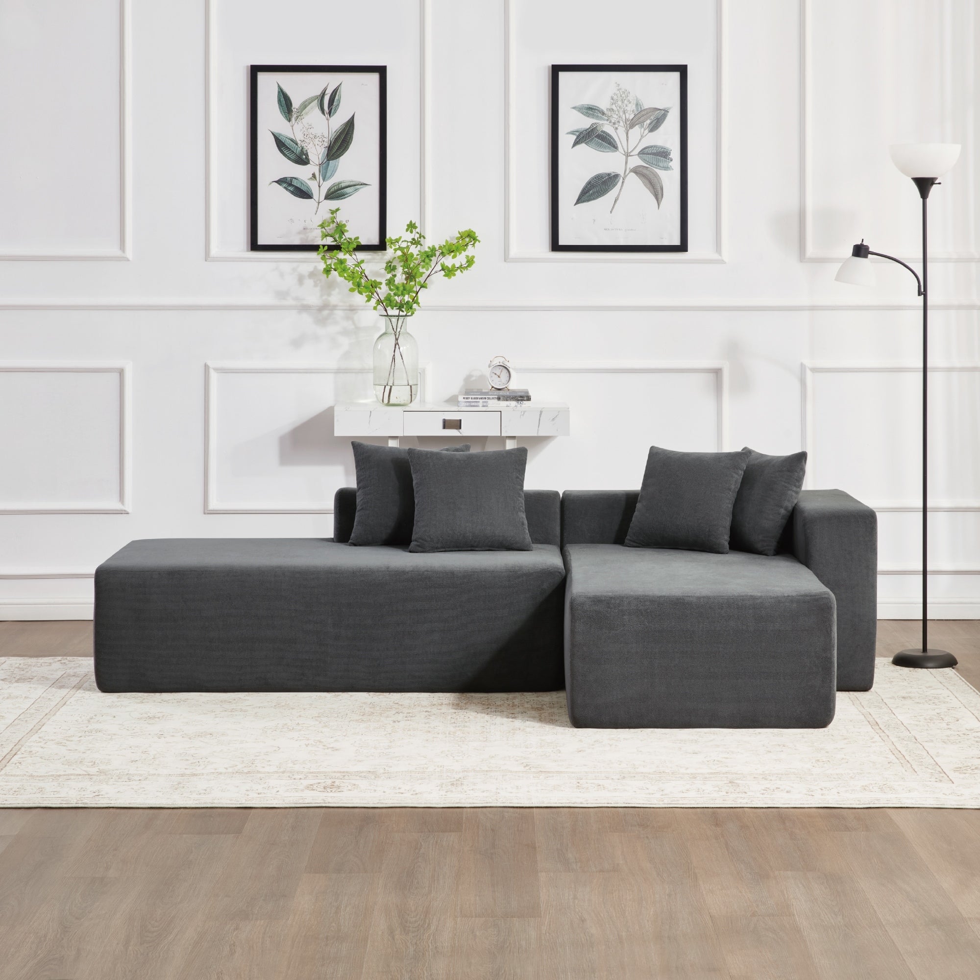 101 L Shaped Modular Sofa With Deep Seat No Assembly Required High Density Foam Filling With High Carbon Steel Wrapped Springs
