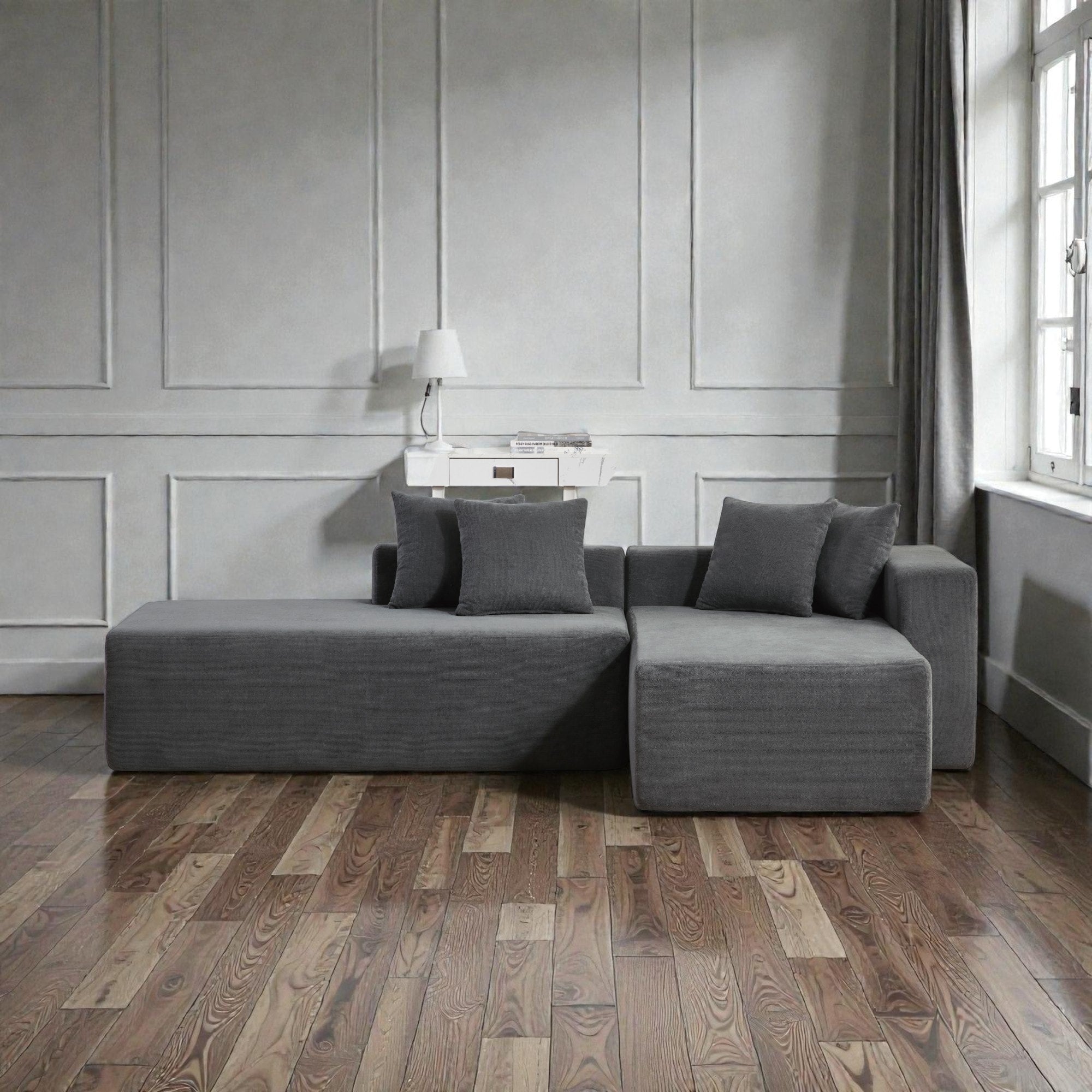 101 L Shaped Modular Sofa With Deep Seat No Assembly Sectional Couch With High Density Foam For Living Room
