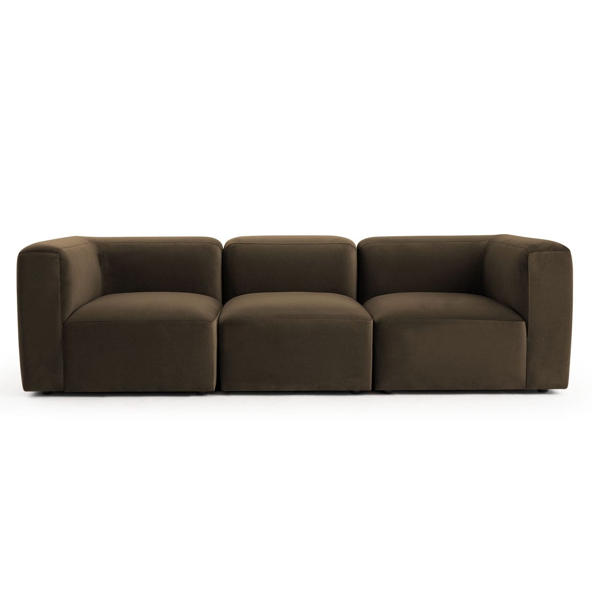 101 Wide 3 Piece Velvet Modern Low Profile Modular Sofa