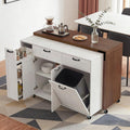 102.3 Kitchen Island With Extendable Dining Table Rolling Cart With Trash Storage 3 Tier Pull Out Spice Rack Wheels