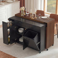 102.3 Kitchen Island With Extendable Table Kitchen Rolling Island Cart With Trash Storage Cabinet 3 Tier Pull Out Spice Rack