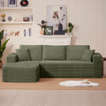 102.76 Corduroy Cloudy L Shaped Sofa With Chaise And Pillows