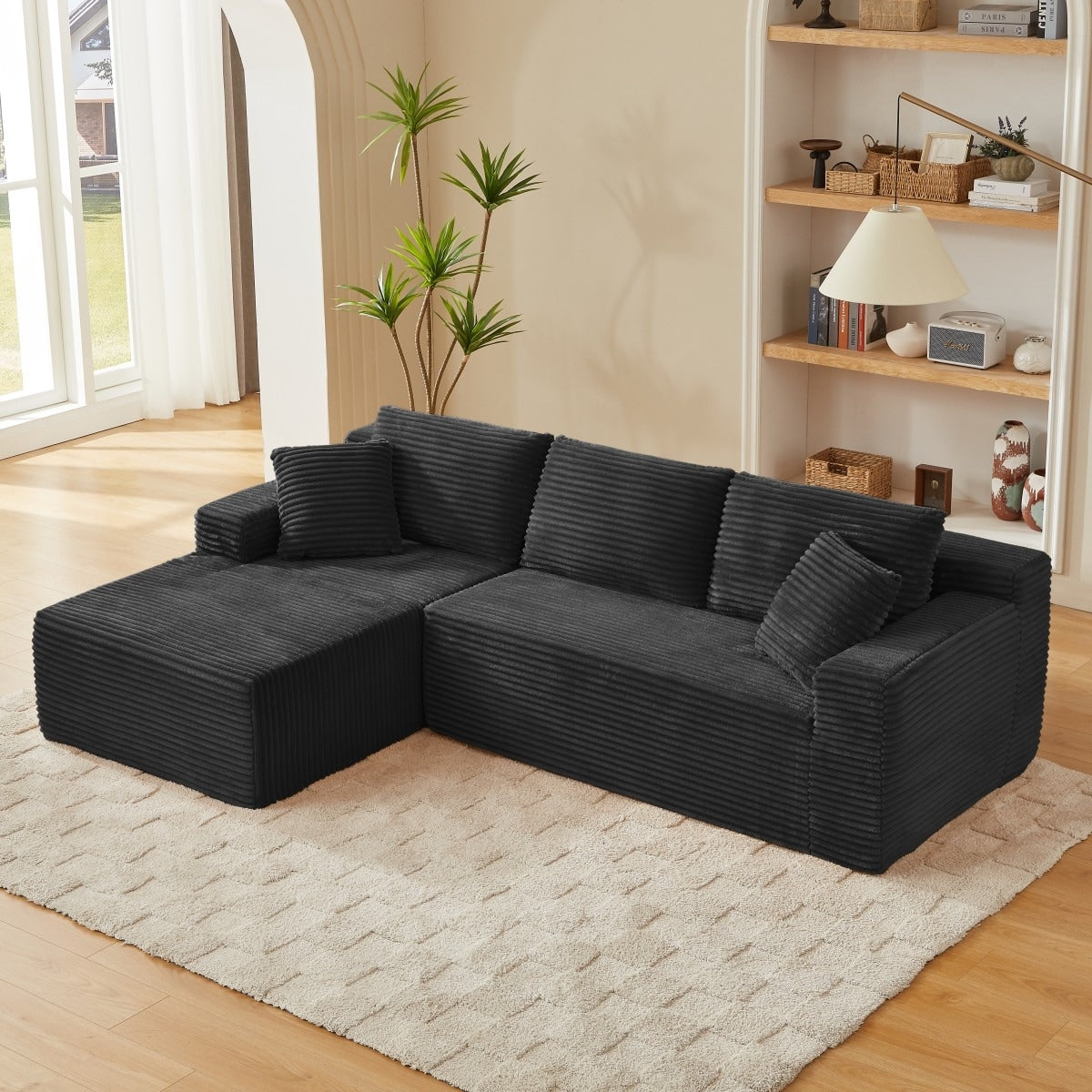 103.2 L Shaped Corduroy Sectional Sofa No Assembly Required