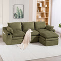 103 L Shaped Corduroy Boneless Sectional Sofa With Movable Ottoman