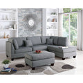 104 In.W Gray Finish Polyester Upholstery L Shaped Straight Arm Sectional Sofa