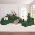 104.92 L Shaped Corduroy Compression Sectional Sofa Set With Compression Lounge Chair Ottoman
