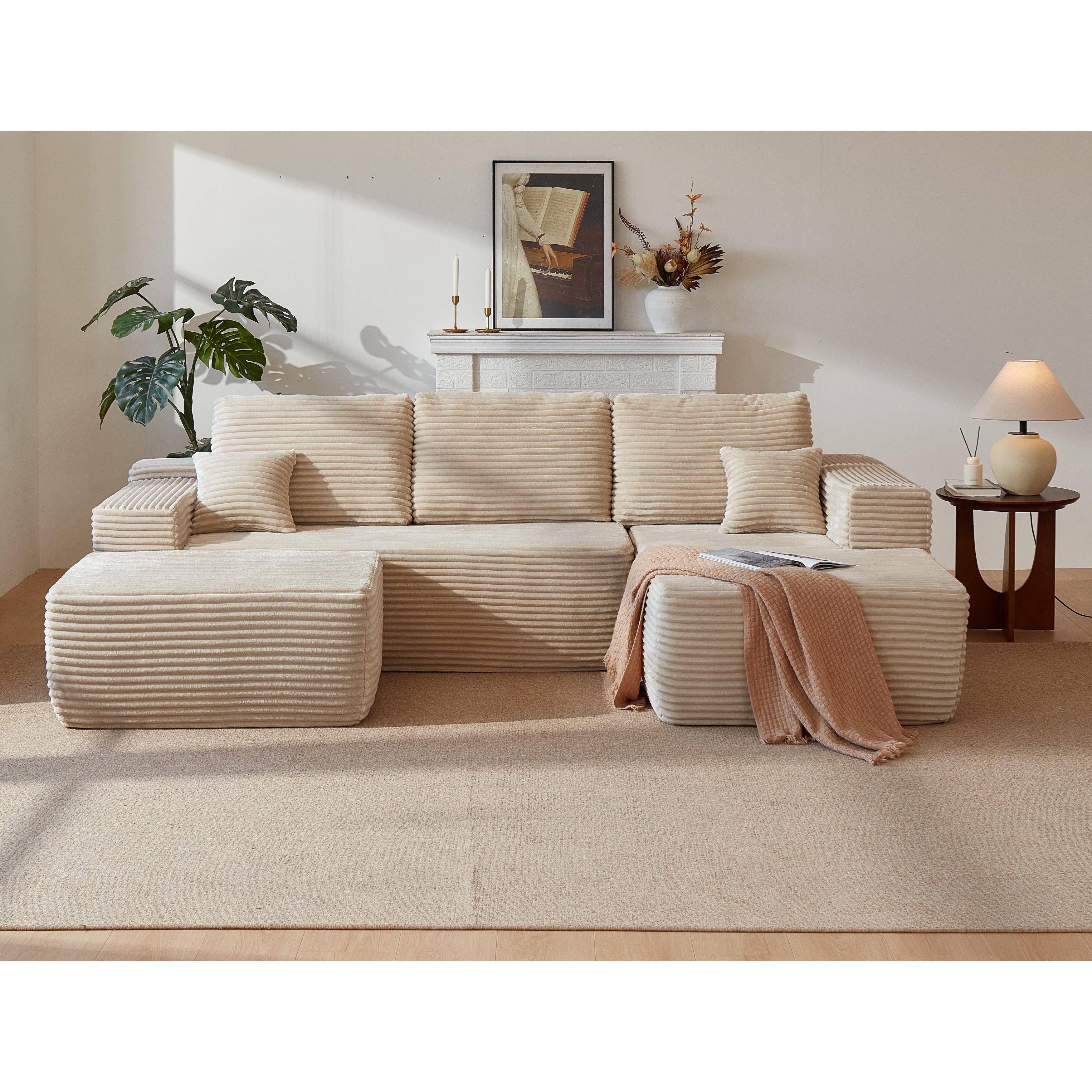 104 Cloud Sectional Couch With U Shaped Chaise And Side Pockets Modern Modular Sofa With Deep Seat Upholstered